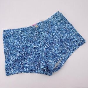 Lilly Pulitzer Blue Floral Callahan Knit Shorts Size 16